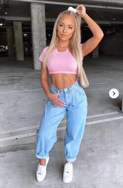 Daydreaming High Rise Mom Jeans Fashion Nova Small Blue Denim Pleated Tapered